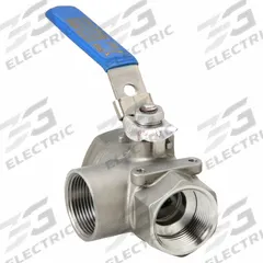 APPROVED VENDOR Manual Three-Way Ball Valve: 1 1/4 in, 316 Stainless Steel, L Flow, Two-Piece (MPN G-SSTW-125). Key specifications — Brand: APPROVED VENDOR; Handle: Locking Lever.