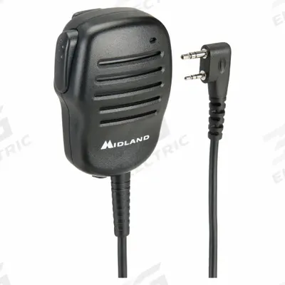 MIDLAND Speaker Microphone: Fits Midland, For BizTalk BR Series, 3.5 mm Jack, 24 in Cord - Midland-Compatible Microphones & Speakers
