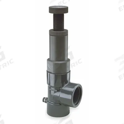 HAYWARD Adjustable Relief Valve: PVC, FPM, 1 1/2 in x 1 1/2 in, FNPT x FNPT - Corrosive & Ultra-Pure Liquids Pressure Relief Valves