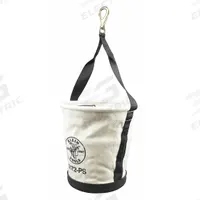 KLEIN TOOLS Bucket Bag: 12 in H, Off-White, Canvas, 15 Pockets, Open Top (MPN 5172PS). Key specifications — attr1118525: KLEIN TOOLS; attr1125037: Off-White; attr1118507: Single Handle With Snap Hook; attr1125041: Canvas; attr1203718: Yes.