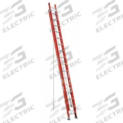 WERNER Extension Ladder: 32 ft Ladder Size, Fiberglass, 300 lb Load Capacity, 72 lb Wt, 2 Sections (MPN D6232-2). Key specifications — Color: Orange; Brand: WERNER; Included Features: Mar-Resistant End Caps; Removable Fly: Removable.