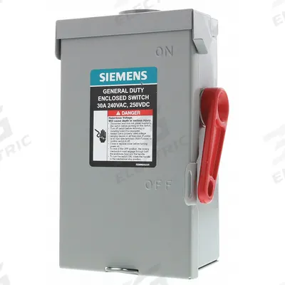 Siemens Safety Switch: Fusible, 30 A, Single Phase, 240V AC, Galvanized Steel - Fusible Safety Switches