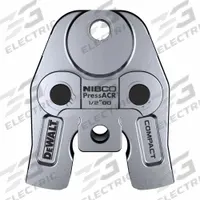 DEWALT Press Jaw: 1/2 in Pipe, NIBCO PressACR Refrigeration Press Fitting System, For NIBCO (MPN DCE214012). Key specifications — attr518773: Jaw; attr537224: 1/2 in; attr518762: NIBCO PressACR Refrigeration Press Fitting System; attr518771: Galvanized Steel; attr518761: NIBCO; attr518760: DEWALT.