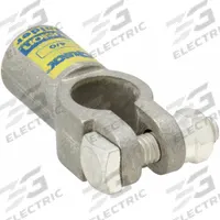 FUSION Battery Terminal: Straight, Solder, 4/0 ga, Yellow Color, Positive, Copper/Tin (MPN 406340P). Key specifications — Contact Material: Tin; Alignment: Straight; Color Code: Yellow; Connection Type: Solder; Gauge: 4/0 ga; Polarity: Positive; Brand: FUSION.