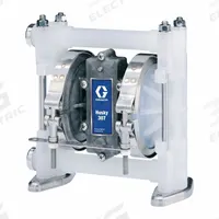 GRACO Diaphragm Pump: Polypropylene Body, 3/8 in, NPT Connection, 6.5 gpm, Not Specified Diaphragm (MPN D32911). Key specifications — Brand: GRACO; Seat Material: PP; Check Valve Material: PTFE; Diaphragm Material: Not Specified.