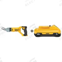 DEWALT Fiber Cement Shear: Cordless, 20V DC, 1/2 in, 2,500 stroke/min, (1) Bare Tool, (1) Battery (MPN DCS498B/DCB240). Key specifications — attr110444: Yes; attr110447: (1) Bare Tool, (1) Battery; attr110439: 4.0 Ah; attr110472: 20V DC; attr110455: 1/2 in; attr110453: Lock-Off and Lock-On.
