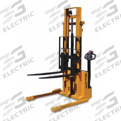 BIG JOE Stacker: 2,200 lb, 116 in Max Lifting Ht, Adj Fork, 42 in L x 4 in W Fork - Electric Straddle Stackers