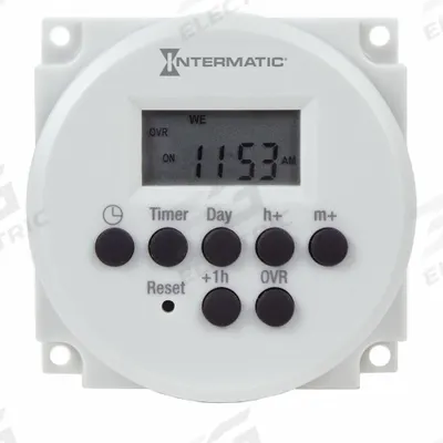 INTERMATIC Electronic Timer: 7 day, SPDT, 24V AC, 20 Events Available - Panel Cover-Mounted Digital Timer Switches