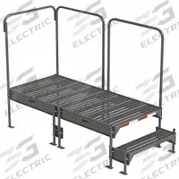 EGA Work Platform: 18 in Platform Ht - Max, 34.6 in x 76.8 in, Steel, 500 lb Load Capacity (MPN CW4-18-2-6). Key specifications — Folding: Not Foldable; Mobility: Stationary; Use Location: Indoor; Brand: EGA; Color: Gray; Exit Direction: Left; Height Adjustability: Adjustable Height; Includes Handrails: Handrails Included.