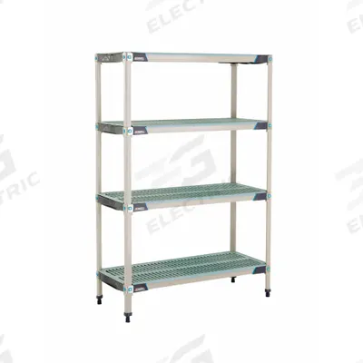 METRO Plastic Industrial Shelving: 18 in x 42 in, 62 in Overall Ht, 4 Shelves - Harsh-Environment Antimicrobial Stationary Plastic Shelving