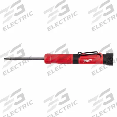 MILWAUKEE Multi-Bit Screwdriver: Phillips/Slotted Tip, #0/#00/1/8 in/3/32 in Tip Size - Pocket-Sized Muilt-Bit Screwdrivers