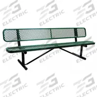 GRAINGER Outdoor Bench: 96 in Overall Lg, 32 1/2 in Overall Ht, Green, Black, Diamond Mesh Surface (MPN 4HUT5). Key specifications — Manufacturer Part Number: 4HUT5; Brand: GRAINGER; Frame Color: Black; Product Type: Outdoor Bench; Seat Color: Green.