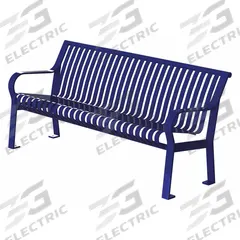 THOMAS STEELE Outdoor Bench: Carnival, 72 in Overall Lg, 32 in Overall Ht, Blue, Blue, Slat Surface (MPN CRB-6-VS-MBL). Key specifications — Manufacturer Part Number: CRB-6-VS-MBL; Brand: THOMAS STEELE; Frame Color: Blue; Product Type: Outdoor Bench; Seat Color: Blue; Series: Carnival.