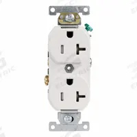 LEVITON Plugs and Receptacles: Duplex, 5-20, White, 125V AC, 20 A, 2 Pole / 3 Wire (MPN TCR20-W)