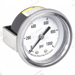 APPROVED VENDOR Panel-Mount Pressure Gauge: U-Clamp, 0 psi to 1,000 psi, 2 in Dial, 1/4 in NPT Male (MPN 4CEZ4). Key specifications — Accuracy: ±3-2-3%; Brand: APPROVED VENDOR; Vibration Resistance Properties: None; Gauge Wetted Parts: Brass / Bronze.