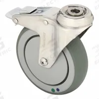 MEDCASTER Bolt-Hole Caster: Swivel, No Brake, Rubber, 5 in Wheel Dia., 1 1/4 in Wheel Wd, Green (MPN SS05AMX125DLHK01). Key specifications — attr1111490: MEDCASTER; attr1176865: Swivel.