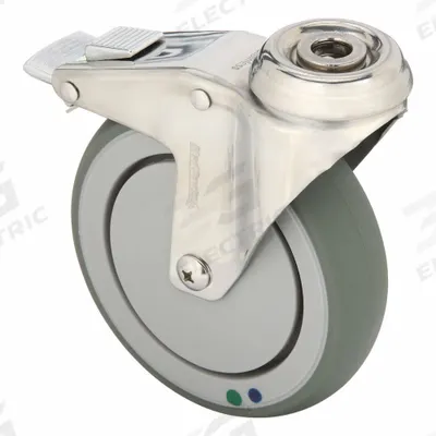 MEDCASTER Bolt-Hole Caster: Swivel, No Brake, Rubber, 5 in Wheel Dia., 1 1/4 in Wheel Wd - Standard Bolt-Hole Casters