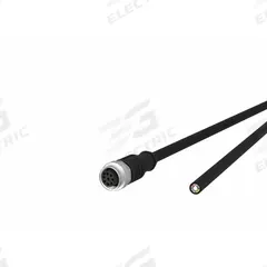 Sensor Cable: M12 Female Straight X Free End, 8 Pins, Black, PUR, 5 m Cable Lg, 2 A Max Current (A) (MPN 142MEA20050). Key specifications — Cable Jacket Color: Black; End 1 Gender: Female; End 1 Mounting Orientation: Straight; End 2 Connection Type: Free End; IP Rating: IPX7; Brand: METZ CONNECT; Wire Size: 22 AWG/32 AWG; Cable Jacket Material: PUR.