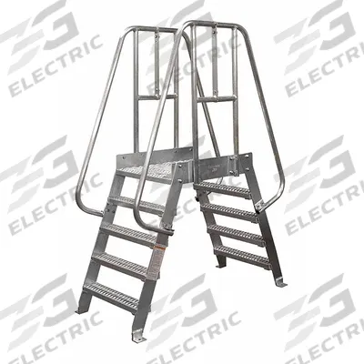 COTTERMAN Crossover Bridge: 4.7 ft Platform Ht, Steel, 500 lb Load Capacity, Diamond Plate - Space Saving Crossover Bridges