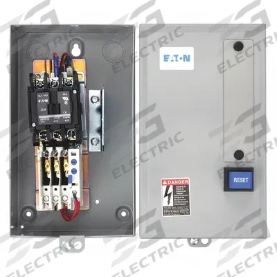 EATON Definite Purpose Magnetic Motor Starter: Non-Reversing, 3 Poles, 25 A, 120V AC Coil - Enclosed Non-Reversing Starters with Thermal Overloads