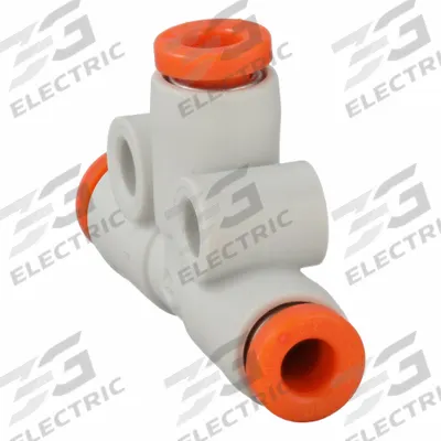 SMC Push-Fit Tee Fitting: 1/8 in OD x 1/8 in OD x 1/8 in OD Size, Polybutylene Terephthalate - Polybutylene & Brass Tube Fittings