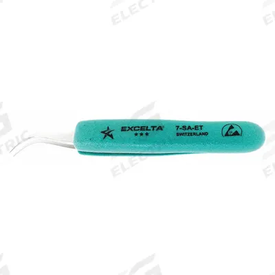 EXCELTA Tweezers: Stainless Steel, Point, Curved Tip - High-Precision Tweezers