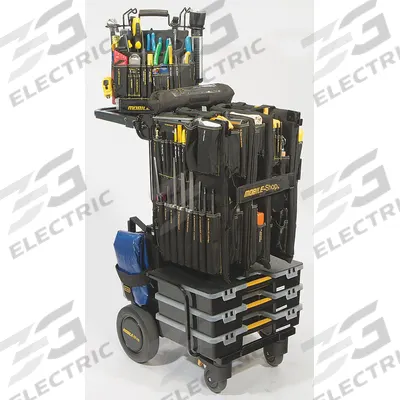 MOBILE SHOP Tool Cart, Complete/No Drill: Black, 20 in Wd, 28 in Dp, 40 in Ht - Tool-Equipped Heavy-Duty Modular Utility Carts