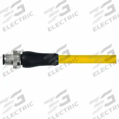 Cordset: M12 Male Straight X Bare Wire, 5 Pins, Yellow, TPE, 5 m Cable Lg, 12 A Max Current (A) (MPN 7700-P4201-U0P0500). Key specifications — Cable Jacket Color: Yellow; End 1 Gender: Male; End 1 Mounting Orientation: Straight; End 2 Connection Type: Bare Wire; IP Rating: IP67; Brand: MURRELEKTRONIK; Wire Size: 14 AWG; Cable Jacket Material: TPE.