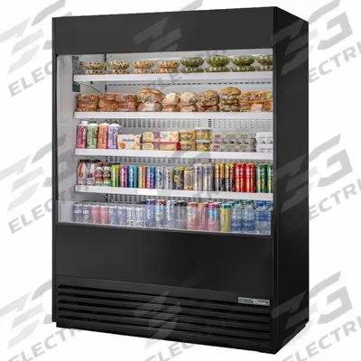 TRUE REFRIGERATION Refrigerated Merchandiser: 78 1/2 in x 60 in x 29 7/8 in, Black - Open Refrigerator Merchandisers