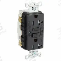 HUBBELL GFCI Receptacle: Duplex, 5-20, Black, GFCI, 125V AC, 20 A, 2 Pole / 3 Wire (MPN GFRTR20BLK)