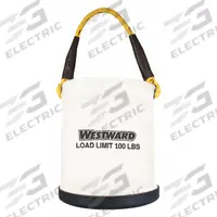 WESTWARD Bucket Bag: 12 in W x 22 in H x 12 in L, Off-White, Canvas, 0 Pockets, Open Top (MPN 53JW39). Key specifications — attr1118525: WESTWARD; attr1118517: Heavy Plastic Bottom with Feet; attr1125037: Off-White; attr1125041: Canvas; attr1203718: Yes.