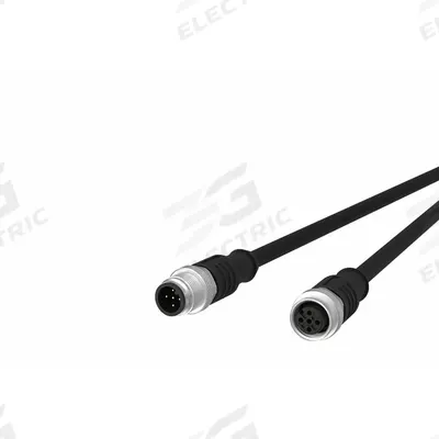 METZ CONNECT Sensor Cable: M12 Male Straight X M12 Female Straight, 5 Pins, Black, PUR - Double-Ended Cordsets with PUR Jacket for Twisting Applications