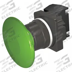 SIEMENS Mushroom Head Push Button: Non-Illuminated, Mushroom Head Profile, Non-Metallic, 30 mm (MPN 52BM9V3A). Key specifications — Brand: SIEMENS; Action: Momentary; Series: Class 52; Terminal Connection: Pressure Plate; Push Button Material Type: Non-Metallic.