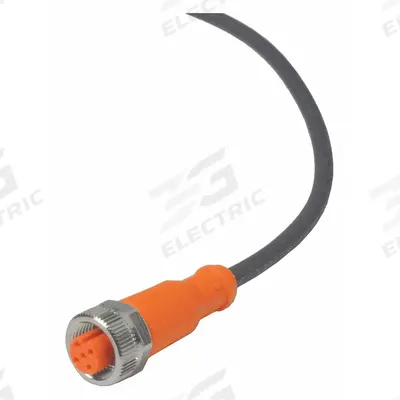 IFM Cordset: M12 Female Straight X Bare Wire, 5 Pins, Black, PUR, 5 m Cable Lg - Single-Ended Cordsets with PUR Jacket for Twisting Applications