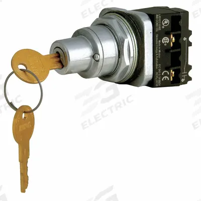 Siemens Selector Switch: 2 Position, 30 mm Panel Mounting Size, 1NO - Panel-Mounted Key Switches with Contacts