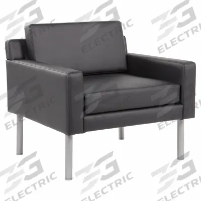 BOSS Club Chair: Black, Black, 0 Casters/Glides, Arms, 24 1/2 in Overall Wd - Antimicrobial Waiting Room Chairs