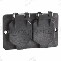LEVITON Coverplate: Portable Outlet Box Cover, Duplex Receptacles, 1 Gangs, 3R, Black (MPN 3056-E). Key specifications — Color: Black; Brand: LEVITON.