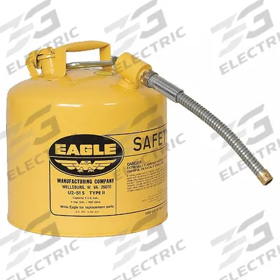 EAGLE Type II Safety Can: For Use With Diesel, 5 gal Capacity, Includes 7/8 in OD Hose - Diesel Safety Cans