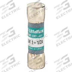 LITTELFUSE Fuse: FLM Series, Midget, Time-Delay, 1.5 A, 250 V AC, 13/32 in x 1 1/2 in (MPN FLM01.5). Key specifications — Series: FLM; Brand: LITTELFUSE.