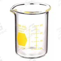 KIMBLE Colorware Beaker: 100 mL, 3.38 fl oz, A, Low Form, Type I, Yellow, Borosilicate Glass (MPN 14000Y-100). Key specifications — attr1371034: Type I; attr1371051: KIMBLE; attr1371062: Yellow.
