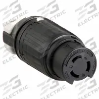 BRYANT Locking Connector: Non-NEMA, Black/White, 250V DC/600V AC, 50 A Current Rating, 2 Poles (MPN 3762). Key specifications — Brand: BRYANT.