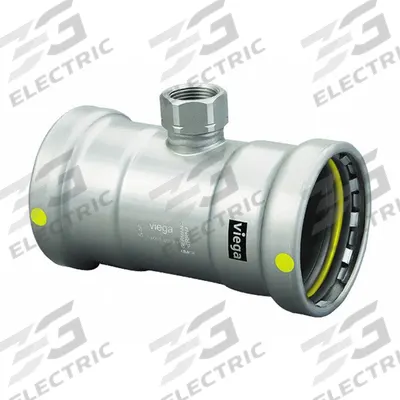 VIEGA MEGAPRESS Crimp Tee Fitting: 2 1/2 in Pipe x 2 1/2 in Pipe x 3/4 in Pipe Size - Gas Steel Press Pipe Fittings
