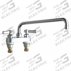 CHICAGO FAUCETS Low Arc Laundry Sink Faucet: Deck, Centerset, Cast Brass, Polished Chrome (MPN 895-L12E72ABCP). Key specifications — Color/Finish: Polished Chrome; Includes: Mounting Hardware.