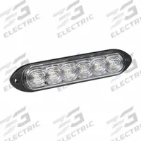 GROTE Warning/Directional Light: Combo Warning and Directional Light, Amber/Red/White, LED (MPN 79120). Key specifications — Operating Voltage: 12 to 24V DC; Number of Flash Patterns: 12; Electrical Connection: Blunt Cut Wires; Mount Type: Screw; Brand: GROTE; Shape: Rectangular.