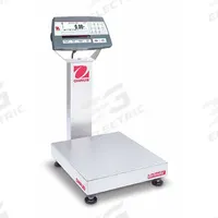 OHAUS Industrial Bench Scale: 12 in x 14 in, Not IP Rated, Column-Mounted, Defender 5000 (MPN 30461634). Key specifications — Connection Ports: Wi-Fi®; Readability: 0.002 lb/1 g; Brand: OHAUS; Weighing Surface Material: Stainless Steel.