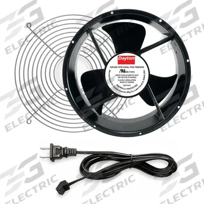 Dayton Axial Fan: 10 in Dia, 3 1/2 in Dp, IP20, Aluminum, 120V AC - Standard Round Axial Fan Kits