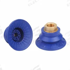 SCHMALZ Vacuum Pad Assembly: Bellows, 1.5 Folds, 3/8 in NPT, 67 mm Pad Dia, NBR, Blue, 60 A, SAB (MPN 10.01.06.01972). Key specifications — attr1019101: 10.01.06.01972; attr1019103: SCHMALZ; attr1019107: 60 A.