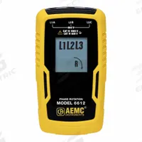AEMC INSTRUMENTS Phase Sequence and Motor Rotation Tester: 15 Hz to 400 Hz, 40 V to 850 V, Digital (MPN 6612). Key specifications — Circuit Connection Type: Test Leads; Brand: AEMC INSTRUMENTS; CAT Safety Rating: CAT IV 600V.