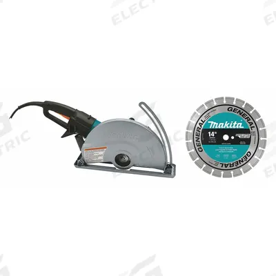 MAKITA Masonry Saw: 14 in Blade Dia., Dry, 9 3/4 in Max. Cutting Dp, 120 V AC Volt - Handheld Masonry Saws