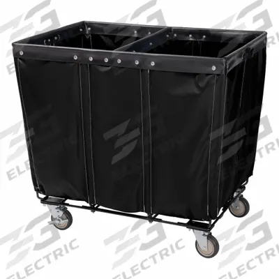 ROYAL BASKET TRUCKS Basket Truck: 14.9 cu ft, 42 lb, 36 in L x 26 in W x 33 1/2 in H, Black - Split Compartment Basket Trucks with Mildew-Resistant Vinyl Liner